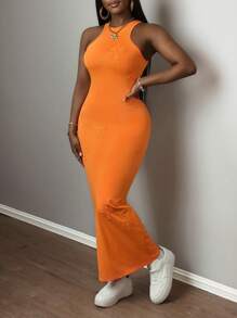 Slaydiva New Arrival Summer Simple Casual Basic Scorch Print Women Dress