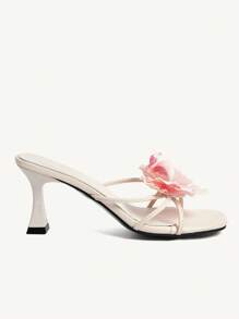 CUCCOO CHICEST Women's Red High Heel Floral 3D Design Sandals For Christmas Elegant Shoes - Baby Pink - View 8