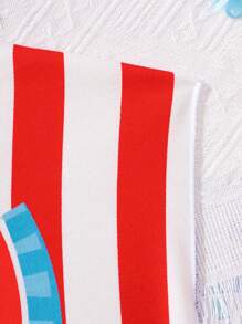 SHEIN Baby Girl Striped Hooded Swimwear, Minimalist & Fashionable, Suitable For Summer - Multicolor - View 3