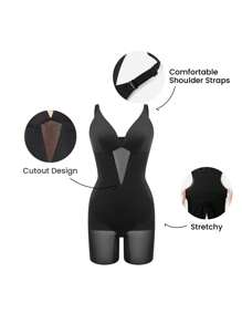 LUVLETTE Breathable Seamless Smoothing Shaping Waist Training Butt Lifting Tummy Control Backless Deep V-Neck Shapewear Bodysuit