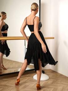 Mulvari Oversized Tulle Asymmetrical Hem Women Dance Skirt