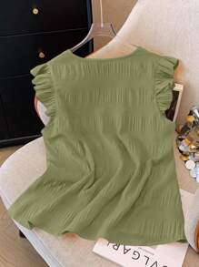 GlowEve CURVE 大码女式纯色 V 领迷你盖袖纽扣设计休闲衬衫