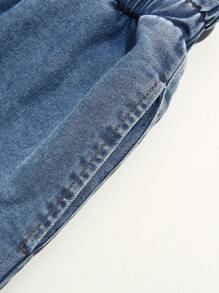 Tween Girls Loose Washed Blue Casual Denim Shorts, All-Match Style Suitable For Daily Wear, Versatile & Fashionable - Medium Wash - View 4