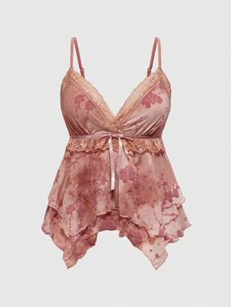 Hippie Sangle élégante à fleurs avec garniture en dentelle floquée en tulle pour femmes, été
