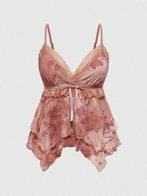ROMWE Hippie Women's Elegant Floral Flocked Netting Lace Trim Strap, Summer