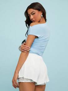 NYA SZN Top Basic Casual Asymmetrical Event Fitted Top Office Teacher Date Casual Brunch Fall Summer Outfits For Women