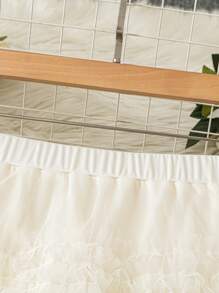 DreamSkyne 大码女士春夏杏色网眼蕾丝拼接派对日常装优雅公主裙 - 杏色 - 查看 3