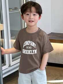 DAZY Young Boy Letter Print Round Neck Short Sleeve Casual T-Shirt
