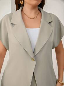 Firerie Große Größen Frühling/Sommer bequemer, legerer, eleganter Büro-/Pendler-Modernejacke mit Metallknöpfen mit Kurzarm und gerades Bein Anzug Hosen Set