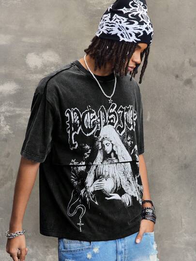 Street Life Camiseta de manga corta casual de verano para hombre con estampado gráfico de letras