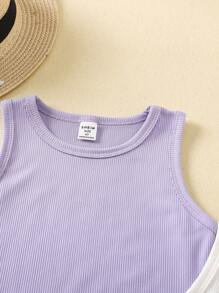 SHEIN 3 件装年轻女孩简约时尚百搭圆领休闲吊带背心，夏季 - 彩色 - 查看 7