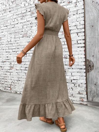 SHEIN Clasi Casual Simple Waisted Maxi Dress For Women, Suitable For Vacation