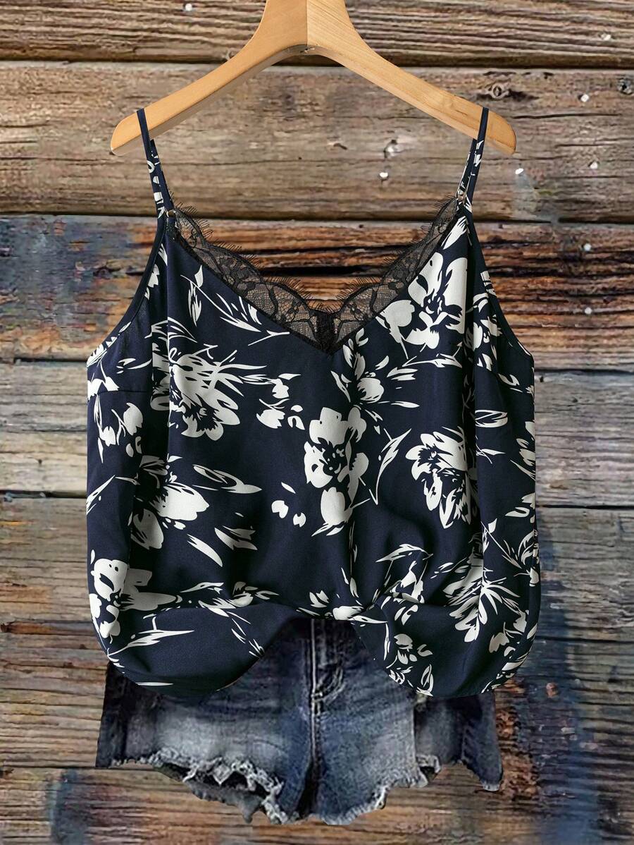 SHEIN VCAY Plus Size Casual Minimalist Style Spaghetti Strap Tank Tops, Suitable For Summer - Multicolor - View 1