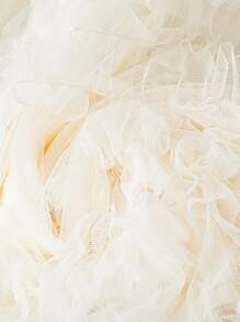 DreamSkyne 大码女士春夏杏色网眼蕾丝拼接派对日常装优雅公主裙 - 杏色 - 查看 5