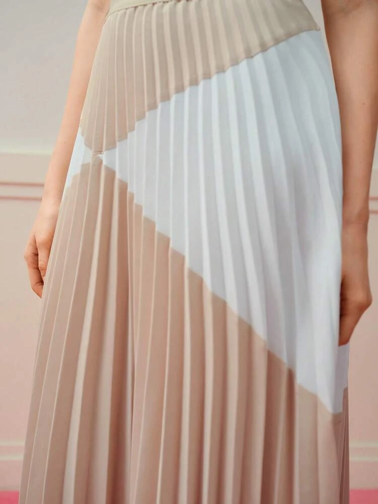 COLORBLOCK PLEATED SKIRT
