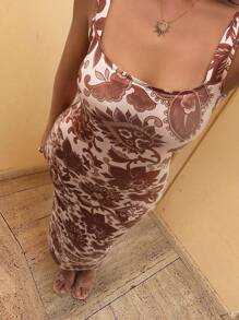 Breezaya 复古风格女式数码花卉印花长裙 - 彩色 - 查看 3