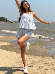 Jouncy New Chic Casual Sweet French-Style Sleeveless Striped Tank Top For Women