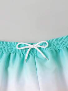 Pantalones Cortos De Natación De Cintura Con Cordón Y Degradado Para Niño En Edad Tweens