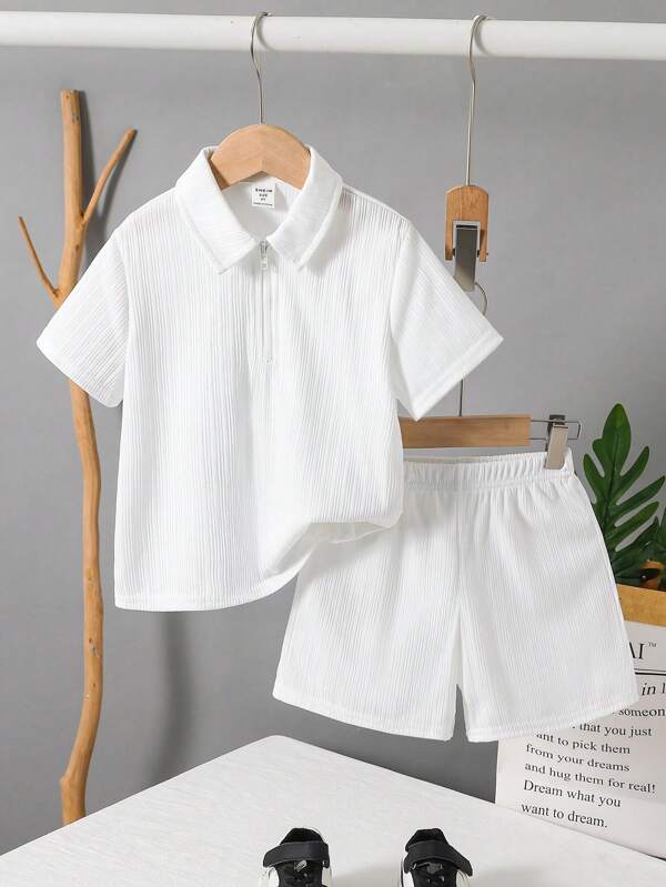 SHEIN 2 Packs Young Boys Boys' Casual Sports College Art Retro With Door Tube Lapel POLO Shirt And Shorts Set Kids Outfits Young Boy Clothes Back To School Boys Set Suitable For Birthday Parties, Evening Parties, Performances, Weddings, Baptisms, Opening Ceremonies, Daily Use Suitable For Daily Use Suitable For School Suitable For Travel Suitable For Sports Suitable For Spring And Summer Seasons