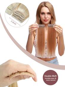 4 件装 8 个夹子直发接发 100% 真人发色 P27/613# 金色挑染浅金色 12-18 英寸双纬隐形夹发接发雷米天然真人发适合女性女孩日常全头使用