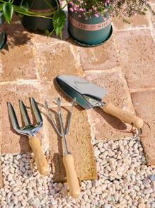 Cirelle 3pcs/Set Stainless Steel Gardening Tools, Home Gardening Small Shovel Set, Combination Of Garden Tools - Red and White - View 2