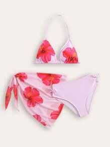 New Fashion Positioning Printed 3pcs Bikini Set For Teenage Girls - Multicolor - View 1