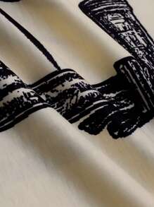 Manfinity EMRG Camiseta de Manga Curta Casual Masculina de Estampa Completa - Damasco - Visão 4