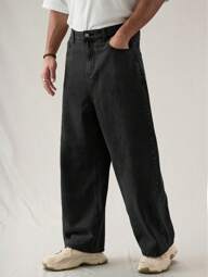 Manfinity EZcore Men's Light Grey Baggy Loose Fit Jeans Black Baggy Jeans Men, Grunge