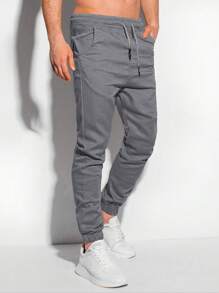 Manfinity Homme Men's Graphic Design Drawstring Waist Pocket Casual Pants, Fall - Dark Grey - View 4