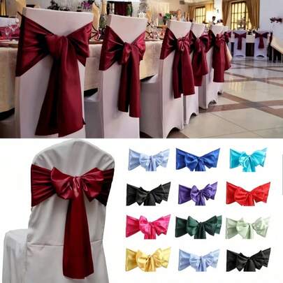 10 piezas de faja de satén para sillas, decoración de lazos para boda, fiesta, ceremonia, recepción, eventos, hogar, cocina