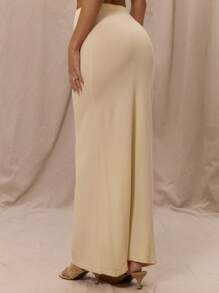 MUSERA 针织低腰直筒修身长裙，仅限夏季度假优雅沙滩装波西米亚风感恩节款