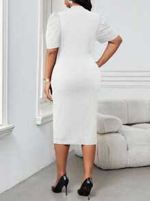 Fleurora Plus Size Dresses Black Short Sleeves Dress Festival Outfits Halloween Dress Black Prom Dress Valentine Day Vacation Outfits Woman New Year Party Valentine Day Valentines Clothes Valentine Day Dress Valentines Dress Festival Outfits For Women Valentine Day Outfit Women - White - View 2