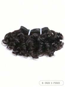 Bouncy Curly Human Hair Bundles Double Draw  6inch Short Cut Remy Human Hair Extensions Natural Black Brown Color