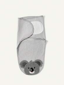 Cozy Pixies 1pc Soft & Skin-Friendly Gray Koala Embroidered Single Layer Baby Swaddle - Light Grey - View 9