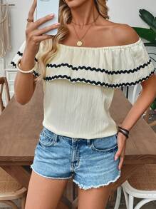 Breezaya 女士露肩休闲衬衫，简约时尚设计，适合夏季