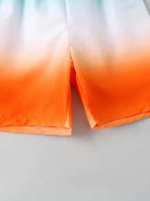 Pantalones Cortos De Natación De Cintura Con Cordón Y Degradado Para Niño En Edad Tweens