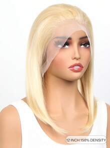 613蜜糖金短波波假髮透明直髮13x4無痕蕾絲前鬆緊線人髮假髮,適用於女性發售清倉 - S613 - 查看 4