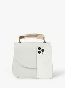 SHEIN BAE Bolso de mujer liso, simple y práctico, de uso múltiple - Beis - Ver 6