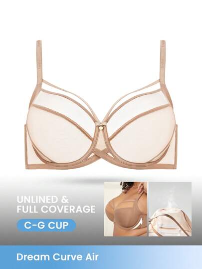 LUVLETTE Sujetador minimalista de cobertura total con soporte lateral, sin aros, de malla transpirable y cómoda, con efecto reductor de busto para tallas grandes