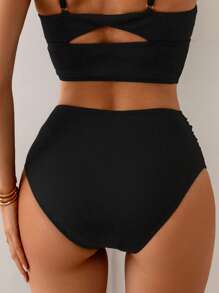 Shapewave Women's Summer Casual Beach High Waisted Brief, Tummy Control Bikini Bottom