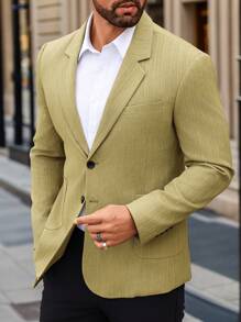 Manfinity Mode Herren Sakko Einfarbig mit Kragen, Langarm Business Reise Anzug, Herren Einfarbiges einfaches Langarm Anzugjacke für den täglichen Gebrauch, geeignet für Partys