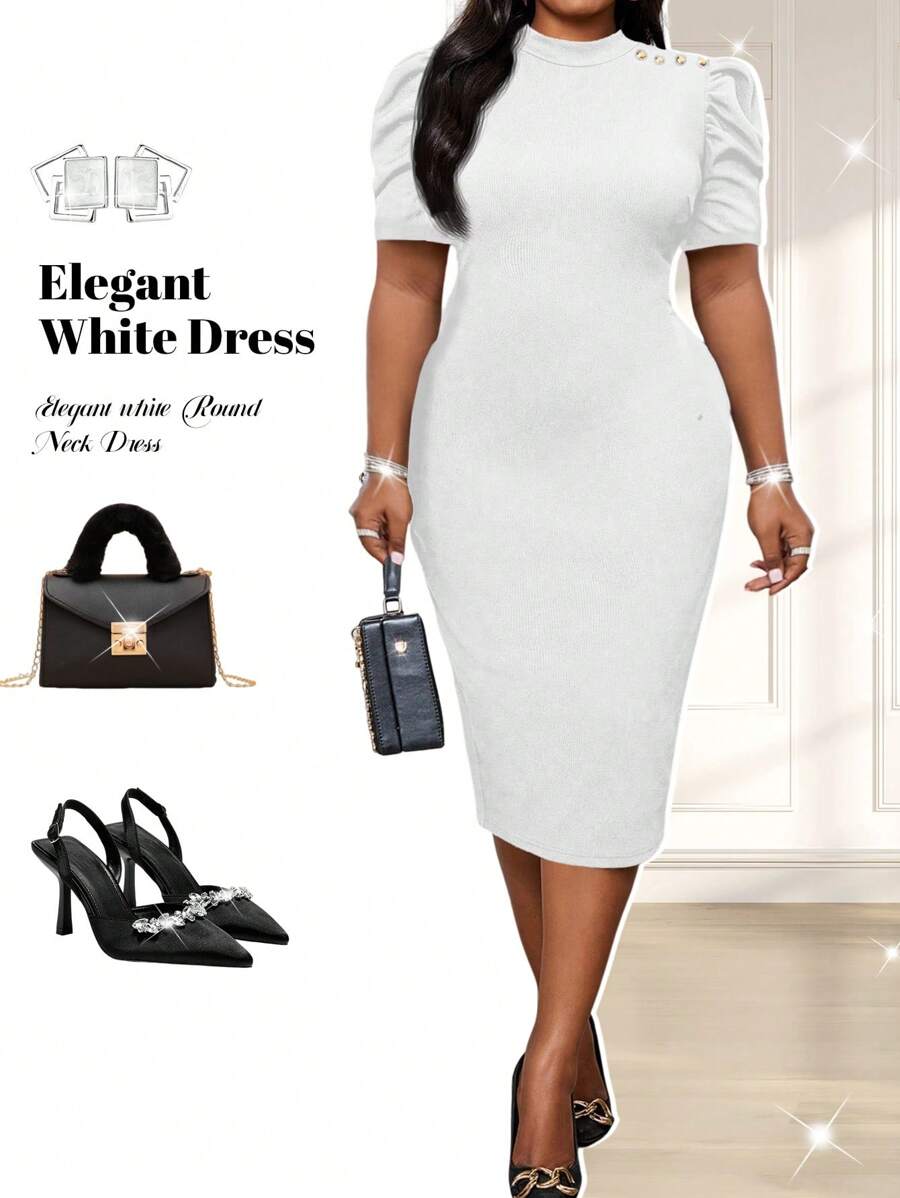 Fleurora Plus Size Dresses Black Short Sleeves Dress Festival Outfits Halloween Dress Black Prom Dress Valentine Day Vacation Outfits Woman New Year Party Valentine Day Valentines Clothes Valentine Day Dress Valentines Dress Festival Outfits For Women Valentine Day Outfit Women - White - View 1