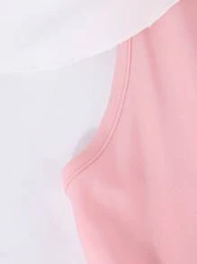 SHEIN Tween Girl 无袖黑白连体裤，夏季优雅休闲日常穿着 - 粉色 - 查看 5