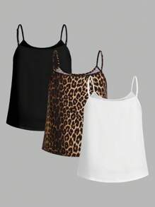 SHEIN EZwear 3pcs/Set Plus Size Women Pleated Loose Strappy Camisole With Adjustable Straps, Suitable For Spring And Summer  Multiple Pieces Back To School