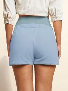 SHEIN 可调节腰部口袋休闲孕妇短裤，多功能