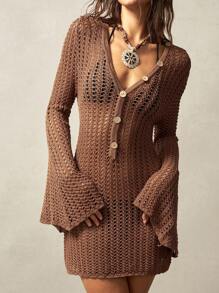 Bohemela 波西米亚风女式毛衣连衣裙 - 杏色 - 查看 5