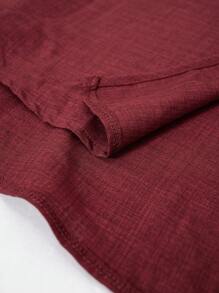 Linhara Plus Size Women's Solid Tie Front Long Sleeve Shirt And Pants 2 Pieces Casual Set Fall Cloth For Women - Red - View 7