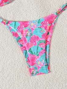 Bộ 2 món/Bộ đồ bơi Tankini và Bikini gợi cảm họa tiết vỏ sò màu sắc ngẫu nhiên cho kỳ nghỉ hè - Nhiều màu - Xem 5