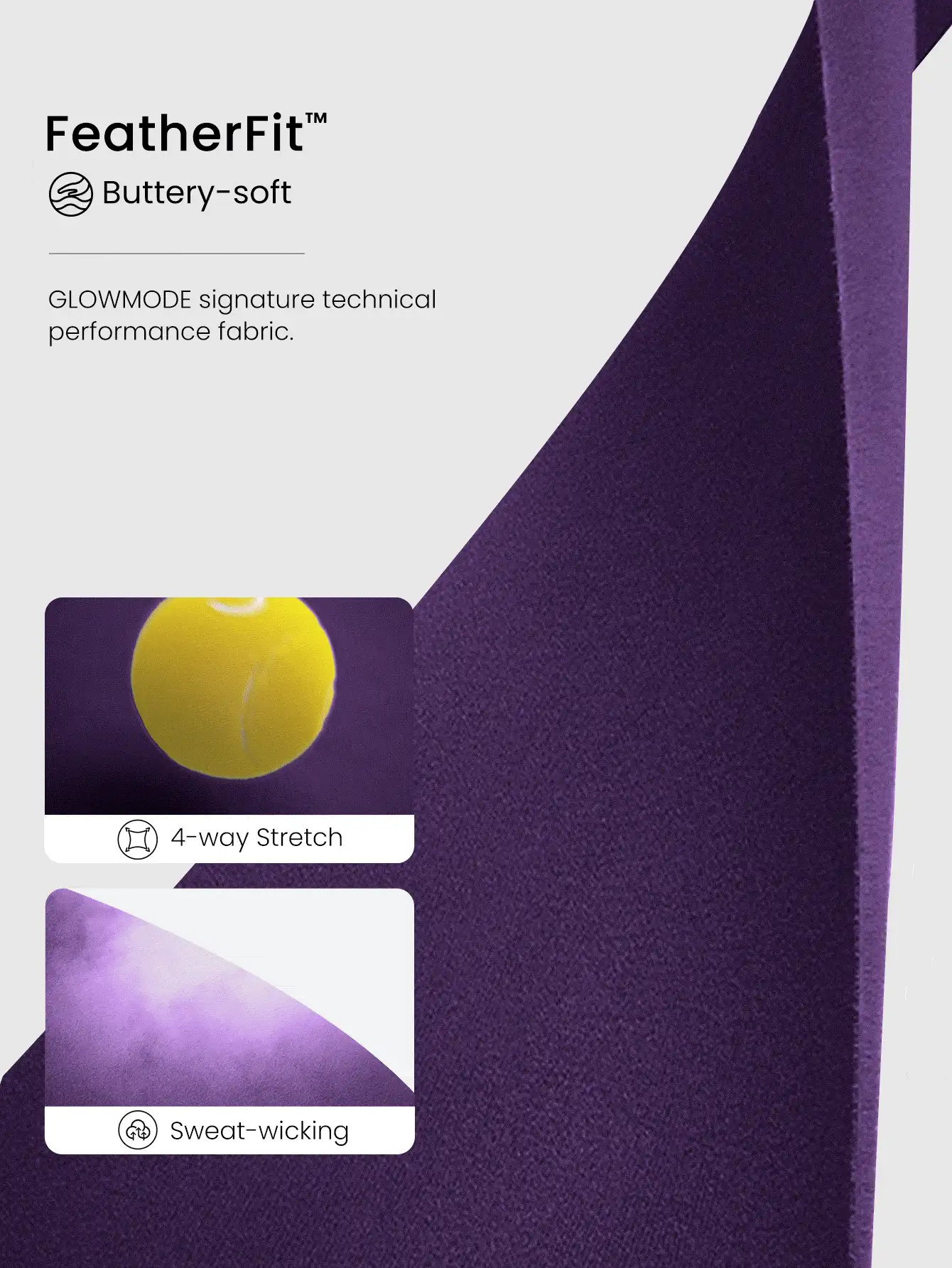 GLOWMODE 2.5 英寸 FeatherFit™ 超短防滑骑行短裤低冲击休闲日常健身房夏季健身 - 紫羅蘭色 - 查看 4