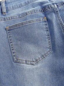 Vintamour 女士休闲紧身喇叭低腰牛仔裤，蓝色 - 淺色水洗藍 - 查看 4